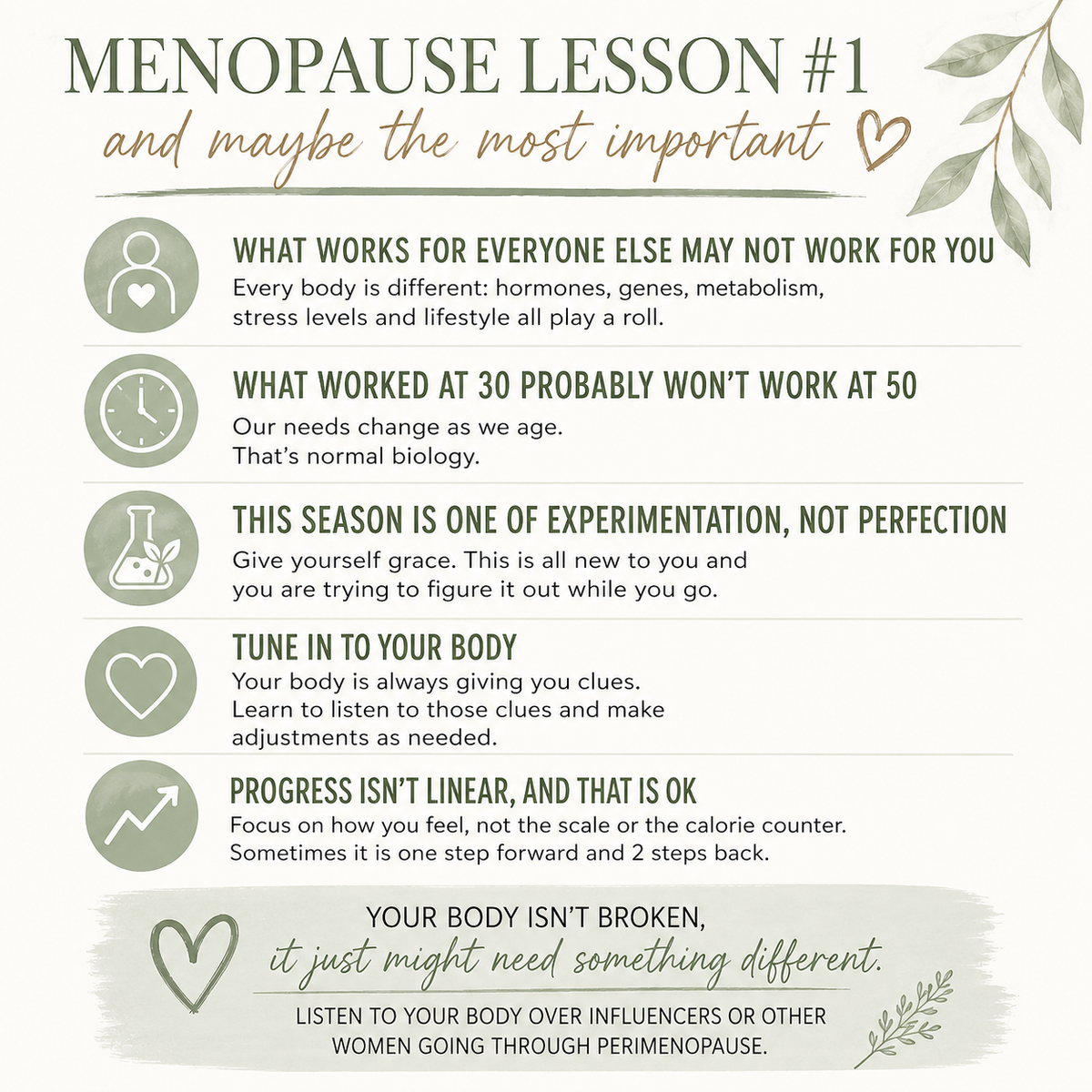 Lessons during perimenopause